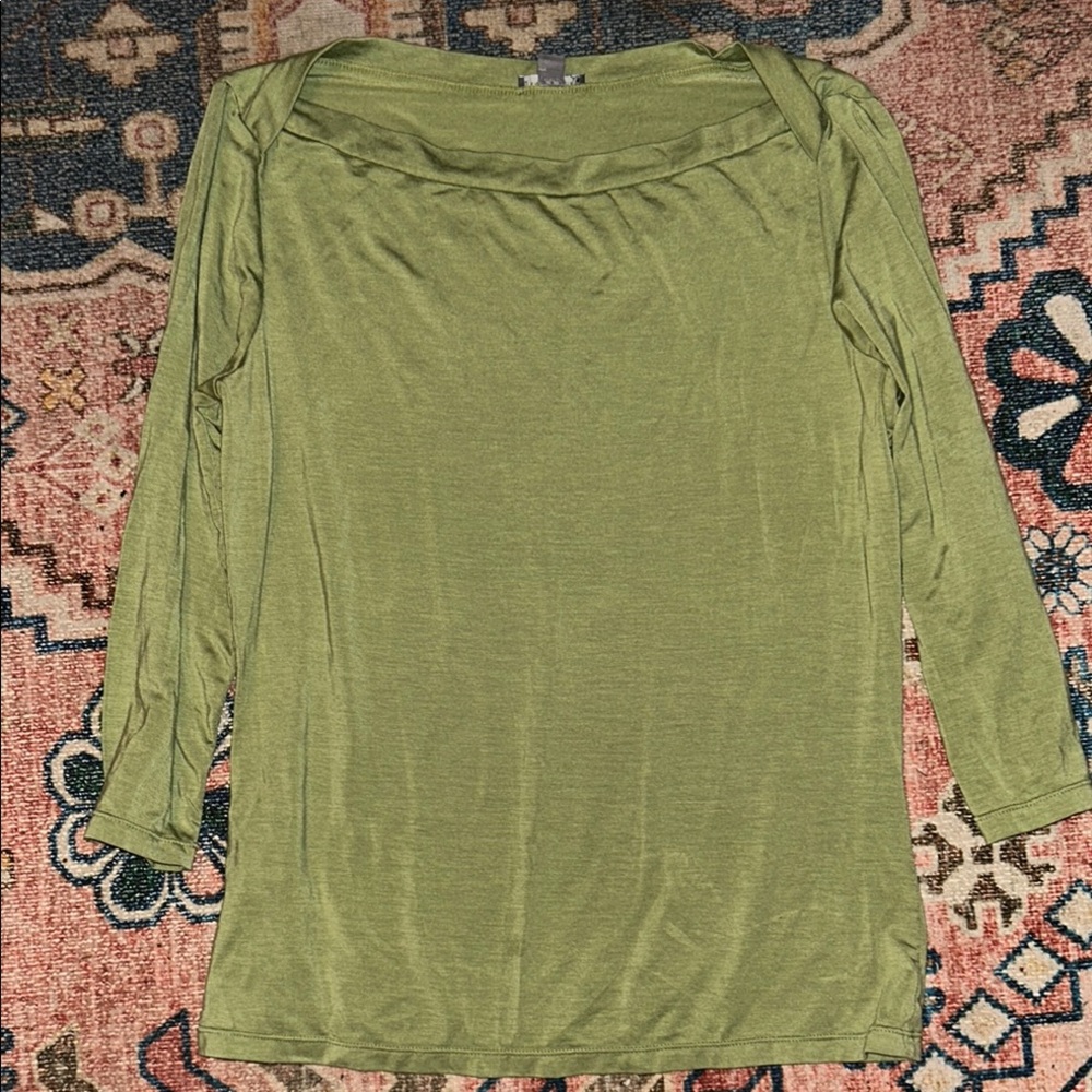 Ann Taylor Green 3/4 Sleeve Relaxed Blouse